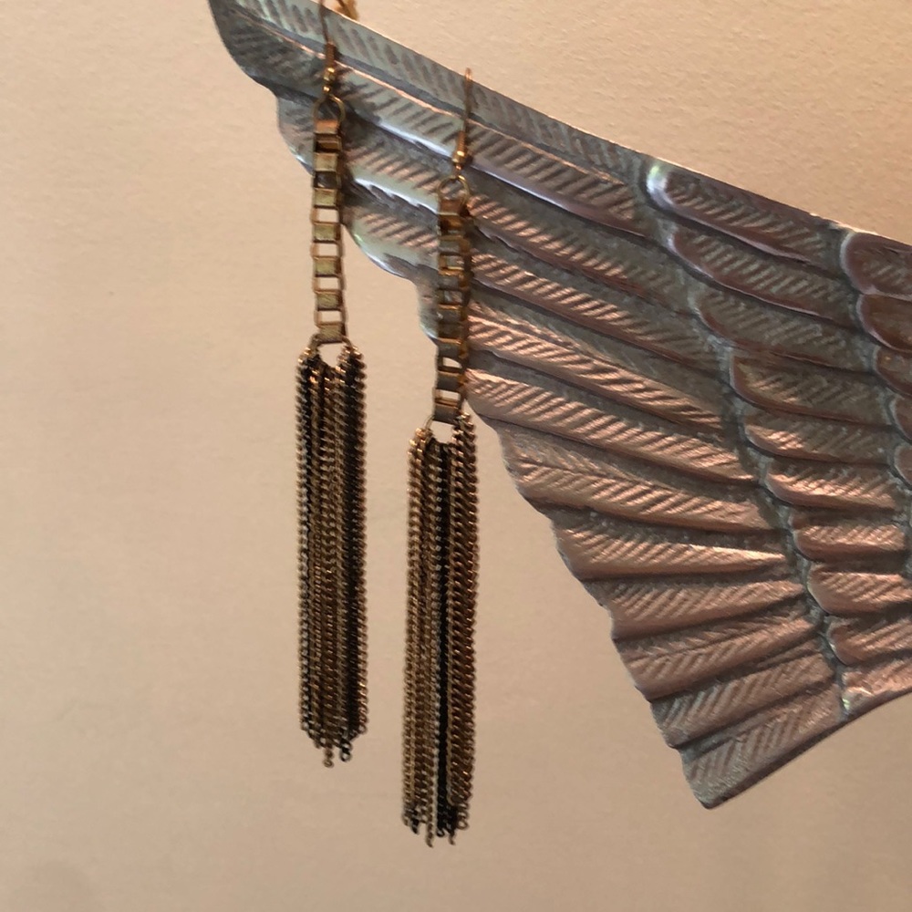 high end mixed metal long pierced earrings
